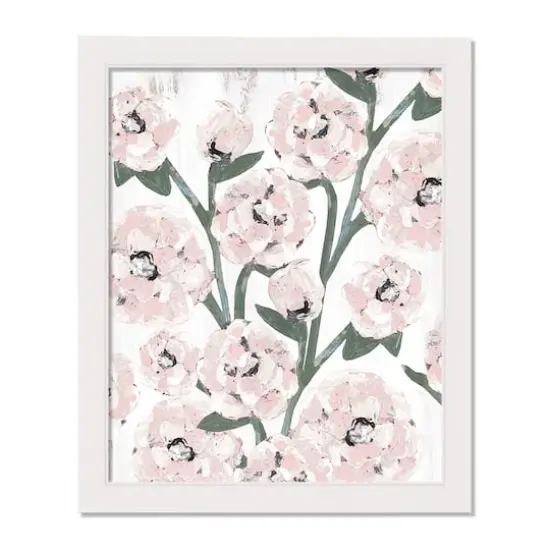 16" x 20" Farmhouse Floral Pattern White Framed Print Wall Art {1}