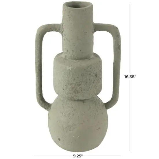 16" Light Gray Paper Mache Textured Vase {5}