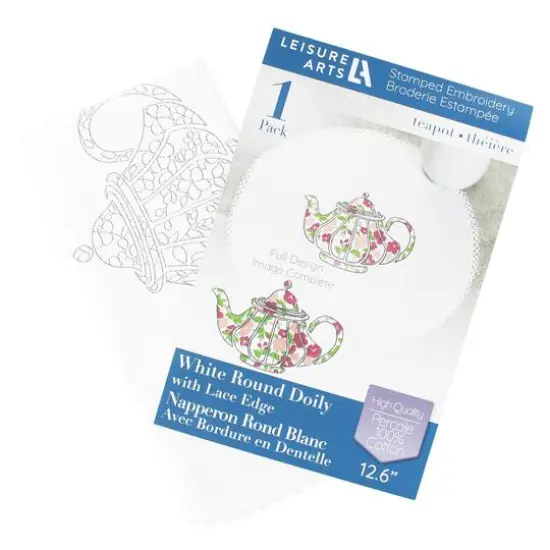 Leisure Arts&reg; Round Teapot Stamped Embroidery Doily {5}