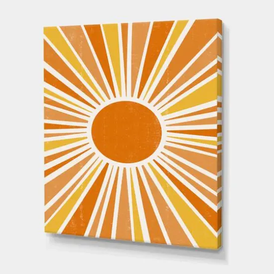 Designart - Minimalist Bright Shining Orange Sun Rays I - Modern Canvas Wall Art Print {1}