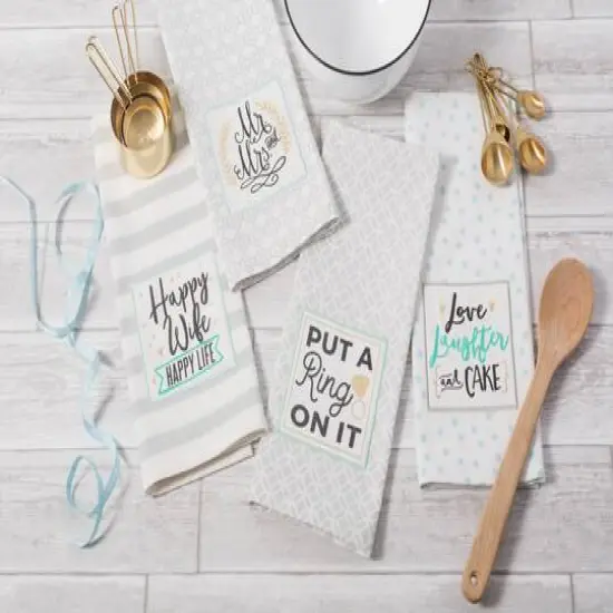 DII&reg; Wedding Themed Embellished Dishtowels, 4ct. {4}