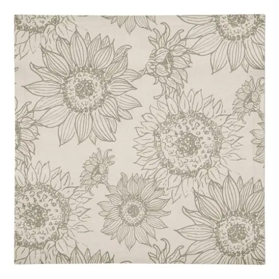 Large Sunflower Head Cotton Twill Napkin Gray {1}