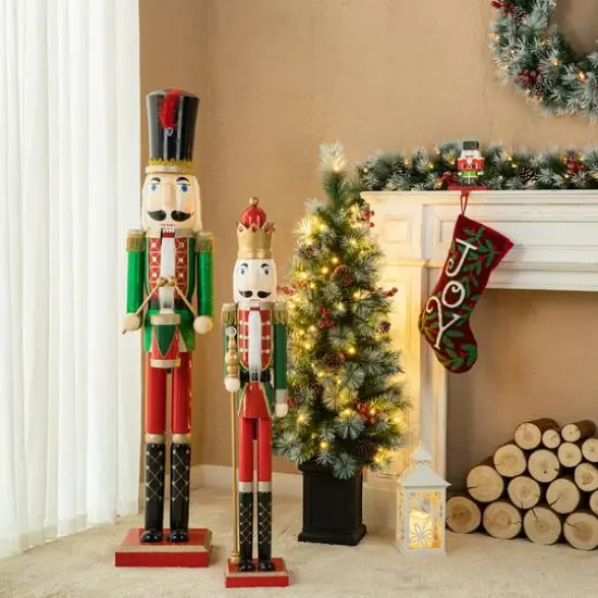 Glitzhome&reg; 54" Wooden Christmas Glitter Soldier Nutcracker {4}