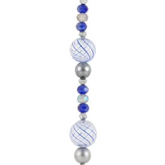 Blue Lampwork Glass Stripe Round Beads by Bead Landing&trade; {1}