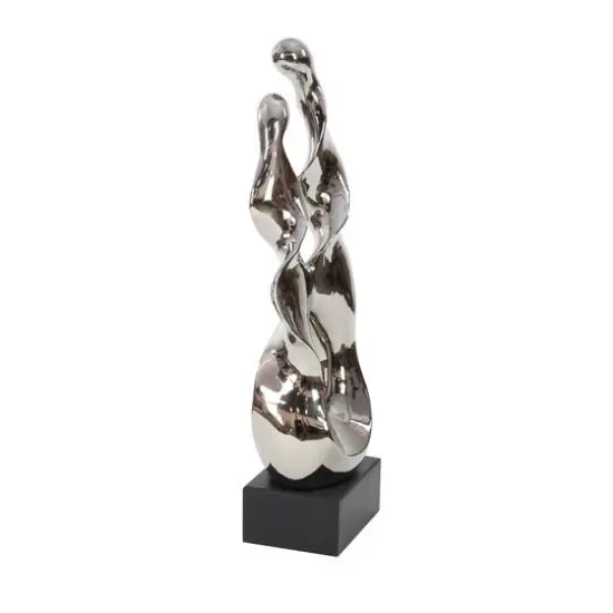 27" Silver Ceramic Modern Abstract Sculpture {6}
