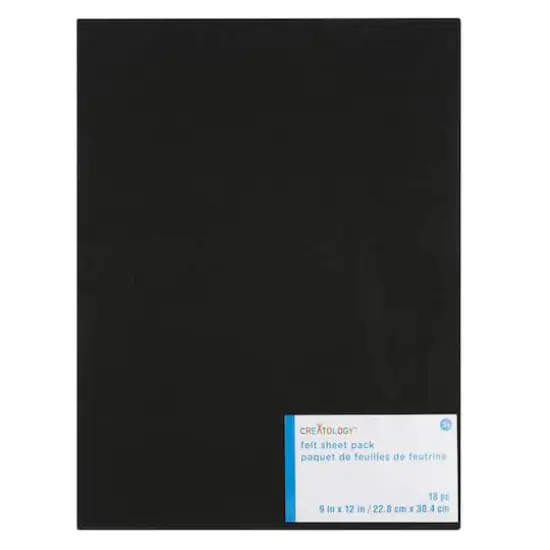 9" x 12" Black Felt Sheets, 18ct. by Creatology&trade; {1}