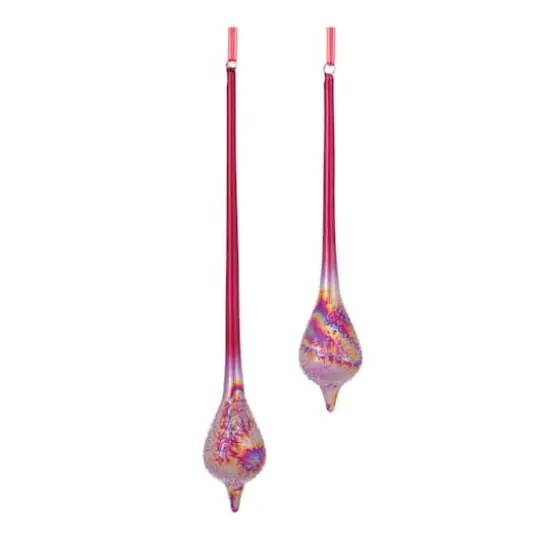 12ct. Assorted Iridescent Glass Drop Ornament Set {1}