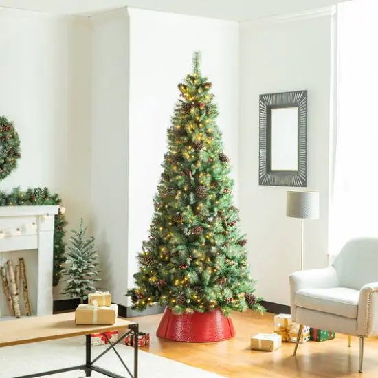 Glitzhome&reg; 22" Hammered Metal Tree Collar Red {7}