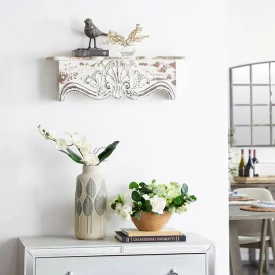 Brown Wood Vintage Wall Shelf {9}