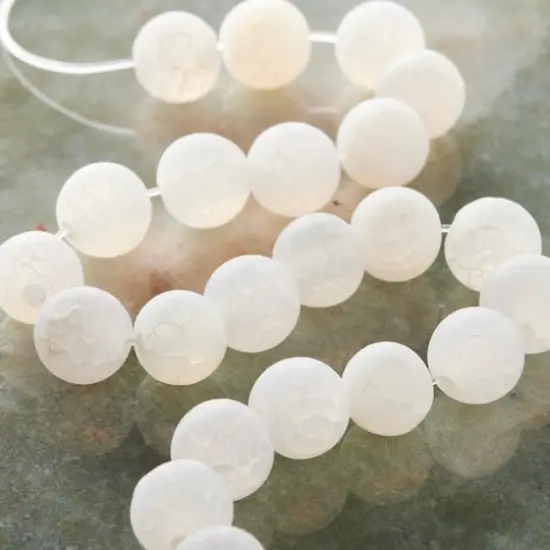 Matte White Crackle Agate Round Beads, 8mm by Bead Landing&trade; {3}