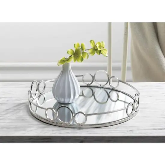 12" Silver Circles Mirrored Tray {3}