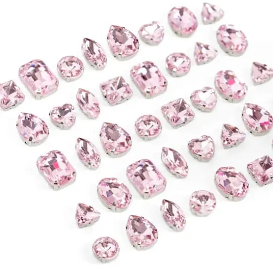 CousinDIY Silver Light Rose Glass Sew-On Rhinestones, 40ct. {4}