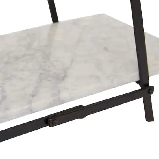 23" White Marble & Iron Contemporary 3-Tier Tray Stand {5}