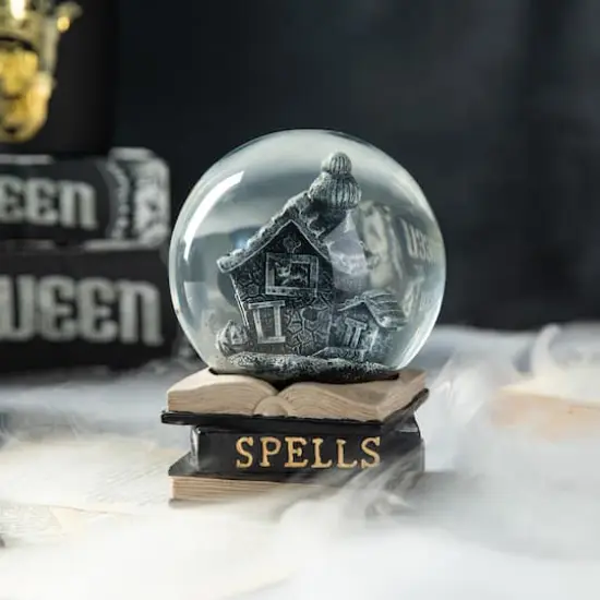 Glitzhome&reg; 5" Halloween Haunted House Water Globe {5}