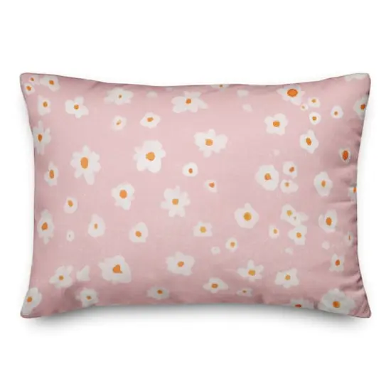 20" Blush Daisy Pattern Spun Poly Pillow {1}