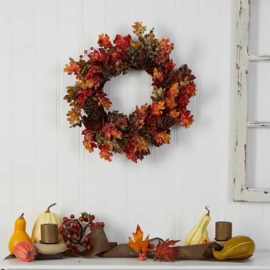 24" Maple, Berries & Pinecone Fall Wreath {3}