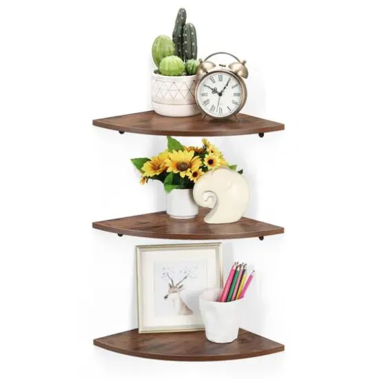 Floating Corner Shelves Set White {2}