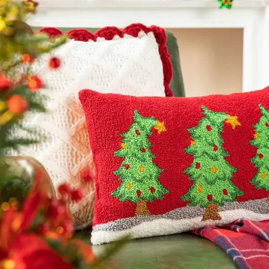 Glitzhome&reg; 18" Hooked Bent Trees Pillow {6}