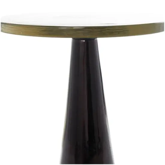 22" Black Aluminum Geometric Cone Accent Table with Textured Glass Tabletop {6}