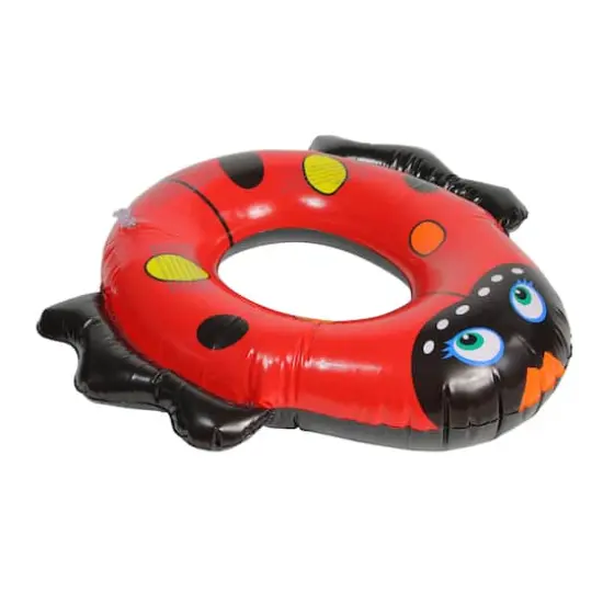 Swim Central 24" Inflatable Red & Black Ladybug Swim Ring Tube Pool Float {1}