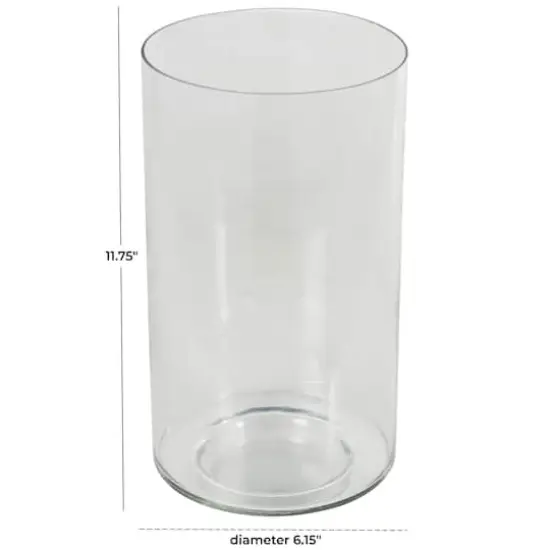 12" Clear Glass Wide Minimalistic Glass Vase {9}
