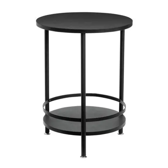 Honey Can Do Black 2-Tier Round Side Table {5}