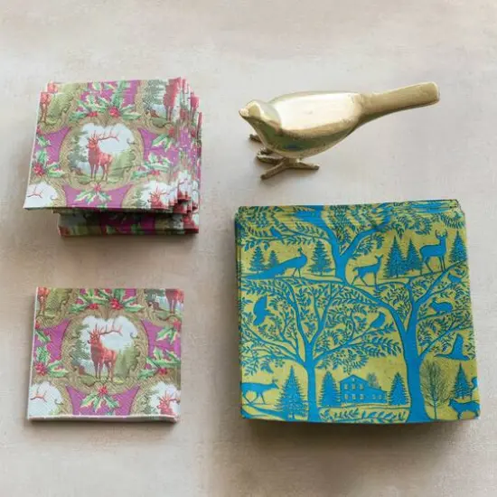 Hello Honey&reg; 6.5" Blue & Gold Landscape Square Paper Napkins, 50ct. {3}