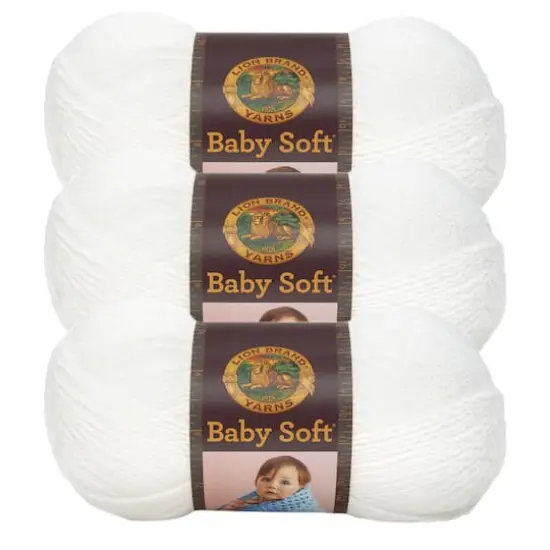 3 Pack Lion Brand&reg; Baby Soft&reg; Variegates Yarn White Pompadour {1}