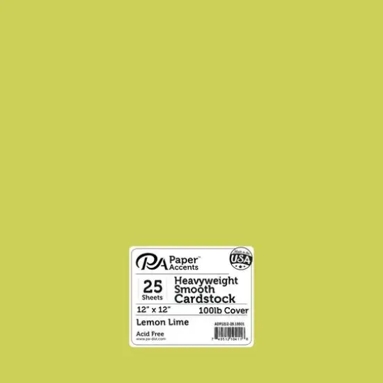 PA Paper&trade; Accents Smooth 12"x 12" Heavyweight Cardstock, 25 Sheets Lemon Lime {1}