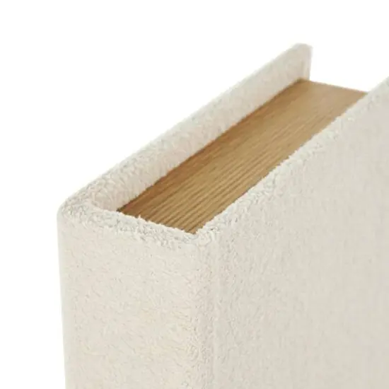 Cream Velvet Textured Decorative Book Box with Gold Page Detailing, 3ct. {6}