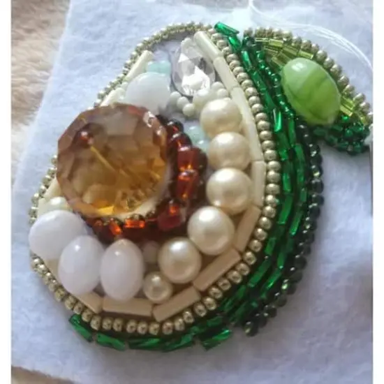 Crystal Art Beadwork Kit For Creating Brooch Avocado {4}