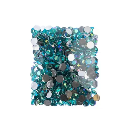 John Bead Acrylic Round Flat Back Rhinestones, 10mm Aqua AB {4}