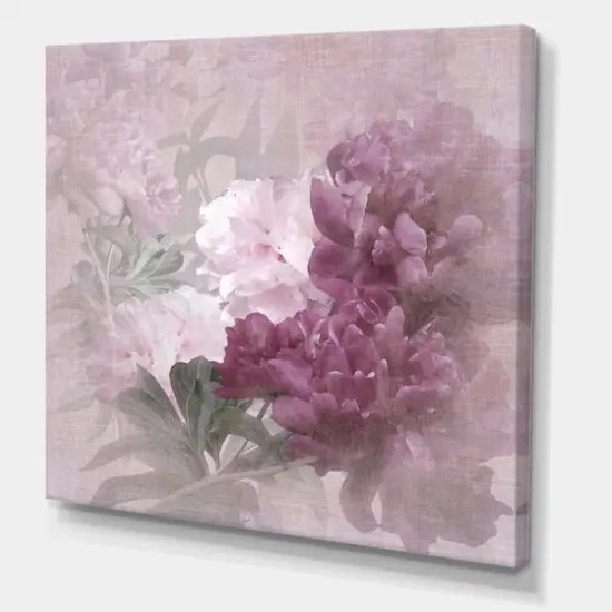 Designart - Vintage Purple and Pink Flowers II - Traditional Canvas Wall Art Print {1}