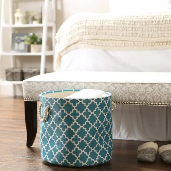 DII&reg; Large Round Polyester Lattice Bin Storm Blue {7}