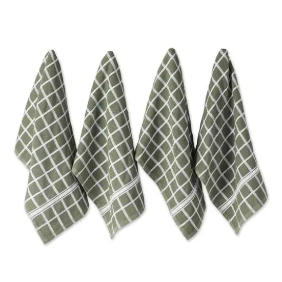 DII&reg; Solid Windowpane Terry Dishtowels, 4ct. Artichoke {1}