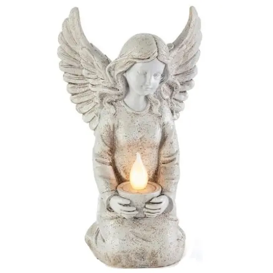 Santa's Workshop 10" Solar Kneeling Angel Decoration {1}