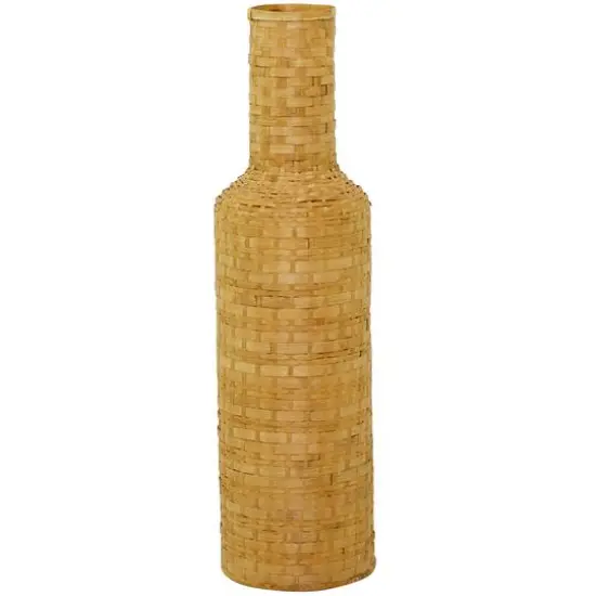 Brown Bamboo Tall Woven Floor Vase {2}