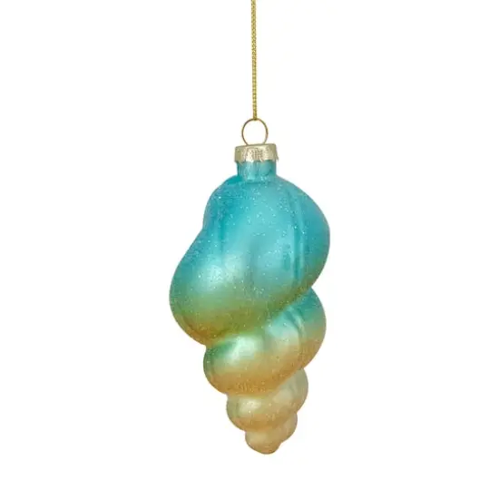 Blue & Pink Glass Seashell Ornament {6}