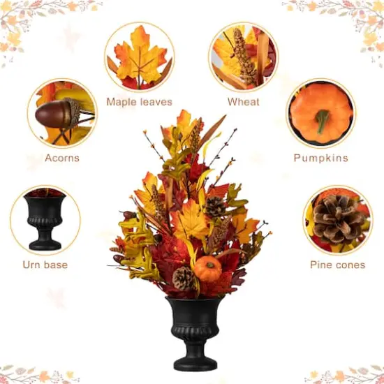 Glitzhome&reg; 24" Fall Maple Leaf Urn Table Tree {8}