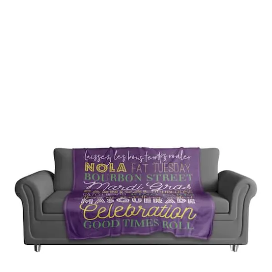 Mardi Gras Words Fleece Throw {4}