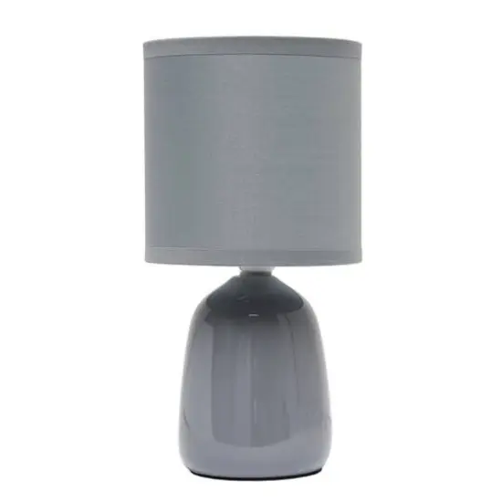 Simple Designs 10" Thimble Base Ceramic Table Lamp Gray {1}
