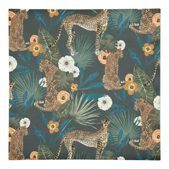 Tropical Cheetah Cotton Twill Dinner Napkin Gray {1}