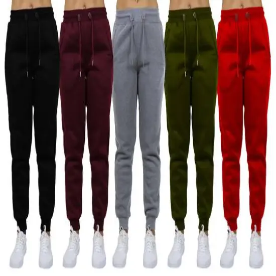 Galaxy by Harvic Women's Relaxed Fit Fleece-Lined Jogger Sweatpants 5 Pack Black/Burgundy/Heather Gray/Olive/Red {1}