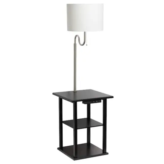 Simple Designs 57" 2 Tier Floor Lamp with USB & Outlet Black {1}