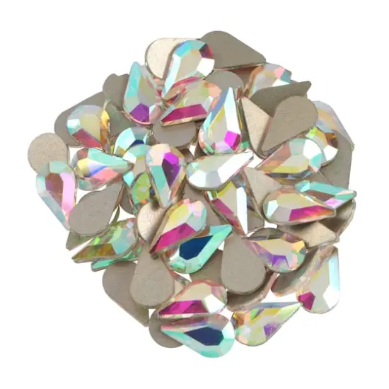 Clear Aurora Borealis Teardrop Flatback Glass Rhinestones, 288ct. by Bead Landing&trade; {1}
