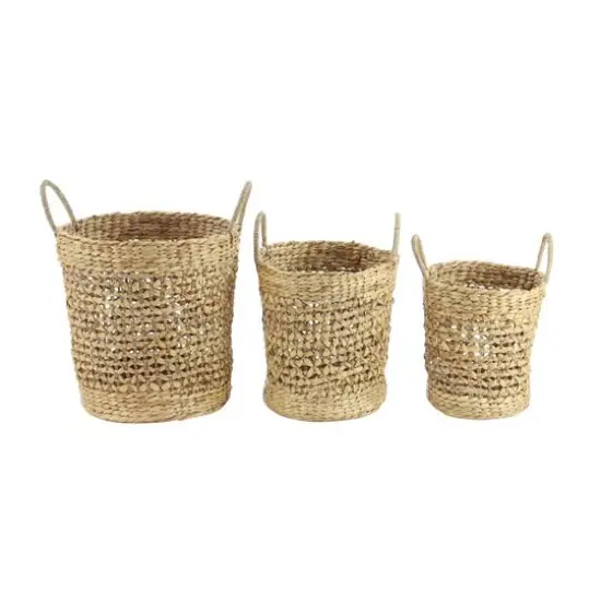 Brown Seagrass Natural Storage Basket Set {7}