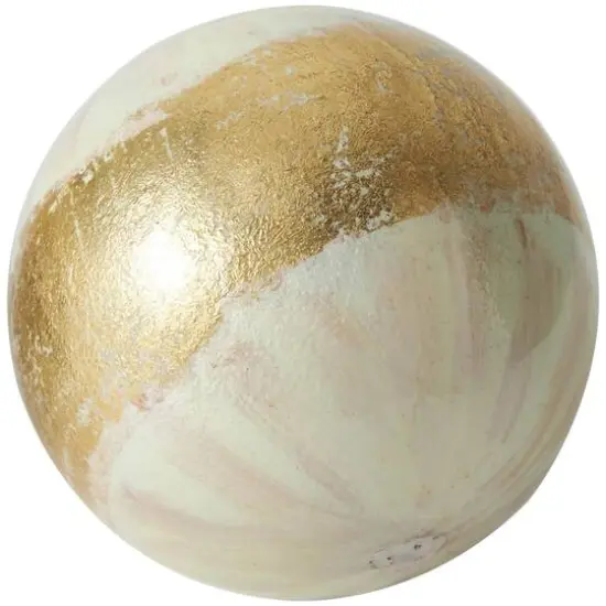 White with Gold Stripe Abstract Brushed Decorative Orbs & Vase Filler Set {9}
