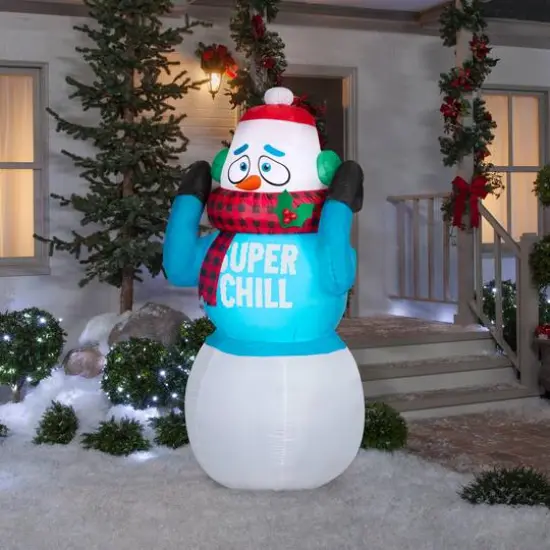 6ft. Animated Airblown&reg; Inflatable Christmas Super Chill Snowman {3}