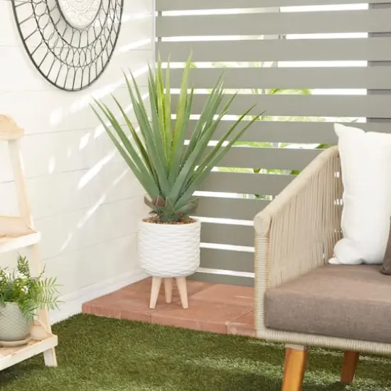 3ft. Potted White Plastic Modern Aloe Vera Artificial Foliage {8}