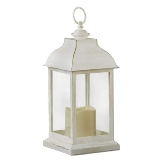Kate Aspen Manchester LED Vintage Decorative Distressed White Lantern {1}